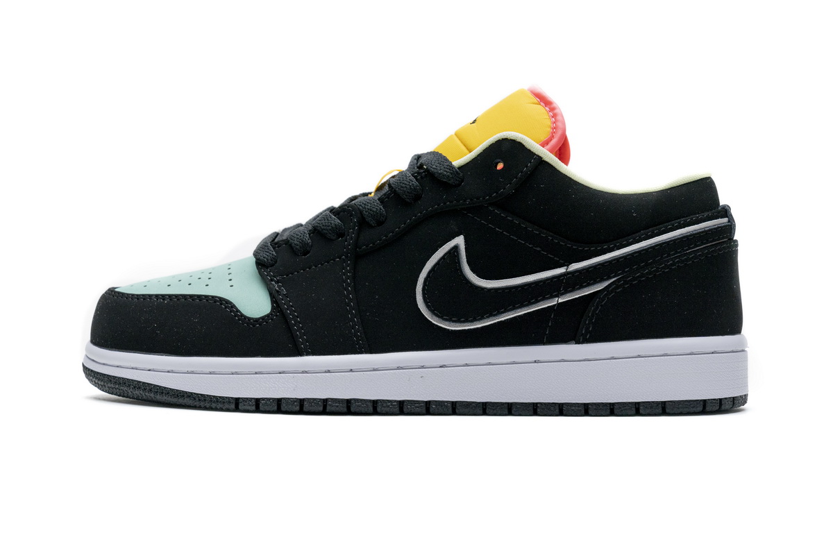 Air Jordan 1 Low Black Aurora Green Laser Orange CK3022-013