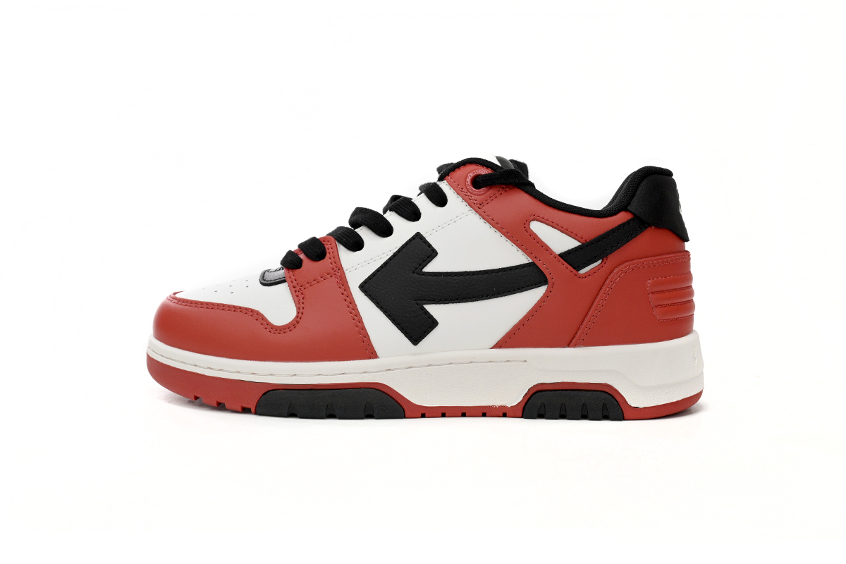 OFF-WHITE Out Of Office OOO Low Tops Black White Red OMIA189S23LEA0012510